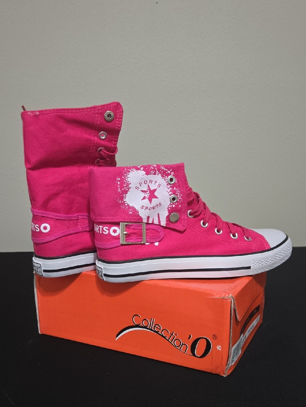 Hot Pink High-Top Canvas Sneakers